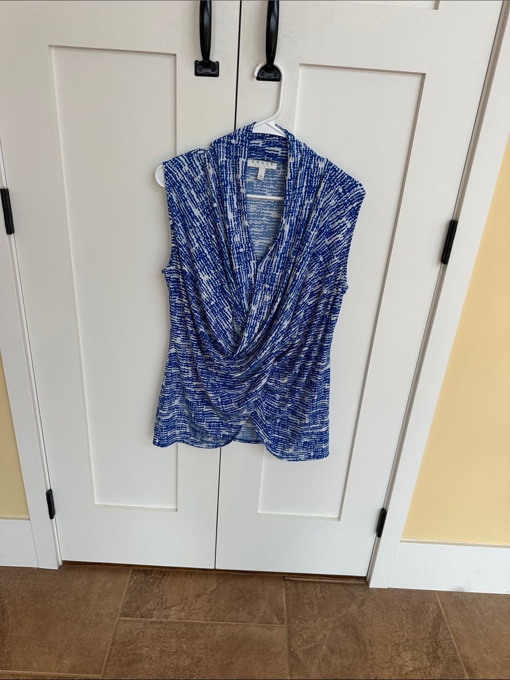 Chaus Blue and White Sleeveless Blouse Size L